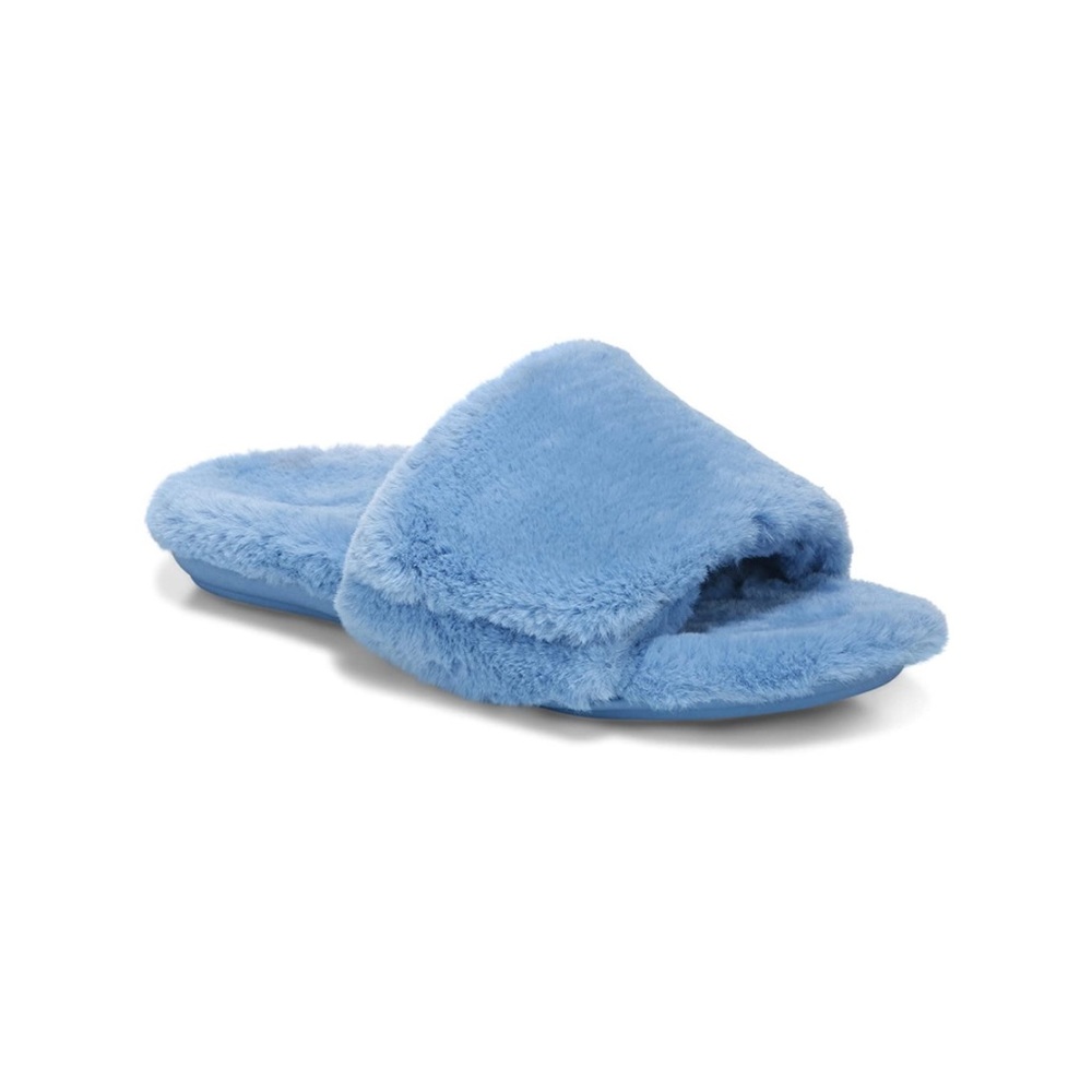 Vionic Women's 8 Dream Slippers Orthotic Faux Fur Sky Blue New